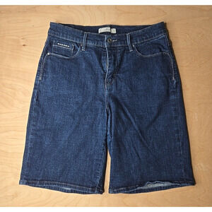 Levi's Strauss Shorts Women Sz 12 Bermuda Mid-Rise Denim Blue Stretch
